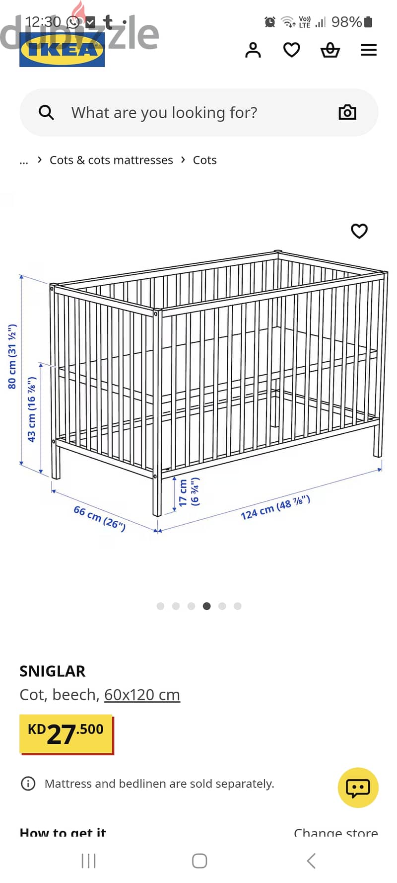 Ikea baby cot 1