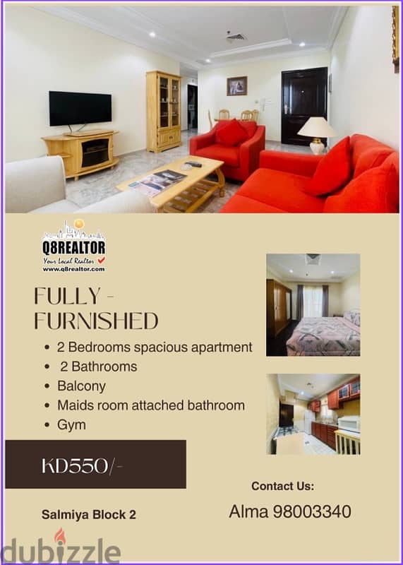 2 Bedrooms Fully - Furnished in Salmiya 0