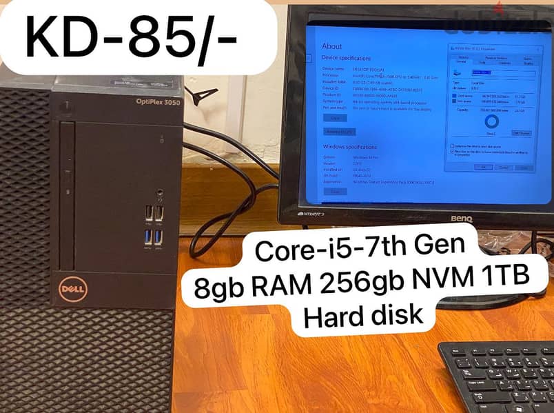 Core-i5-7th Gen 8gb RAM 256gb NVM 1TB Hard disk 0