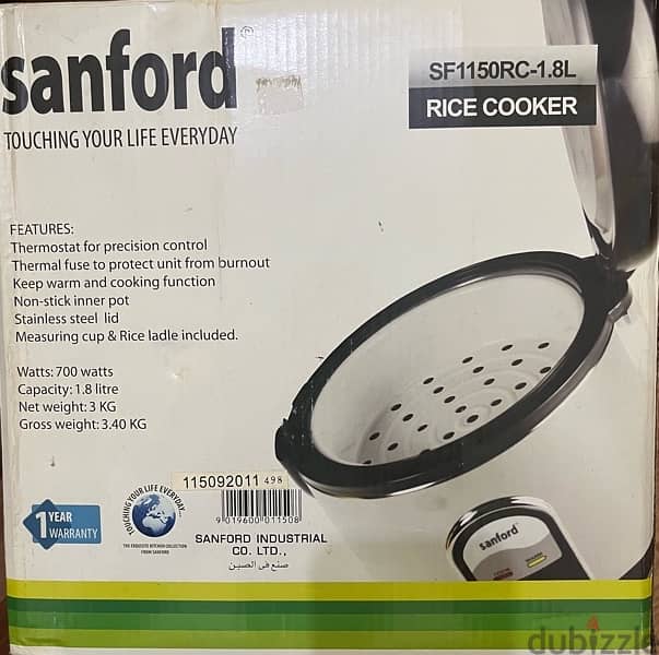 SANFORD RICE COOKER 1.8 LITRE 0