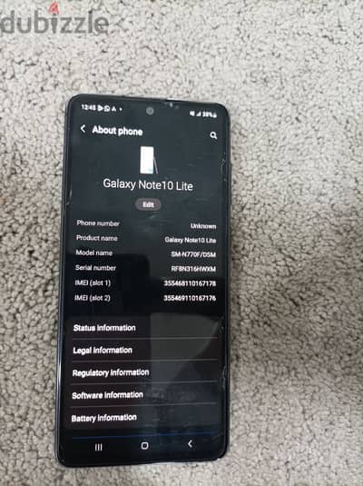 Samsung note 10 lite128GB 8 ram