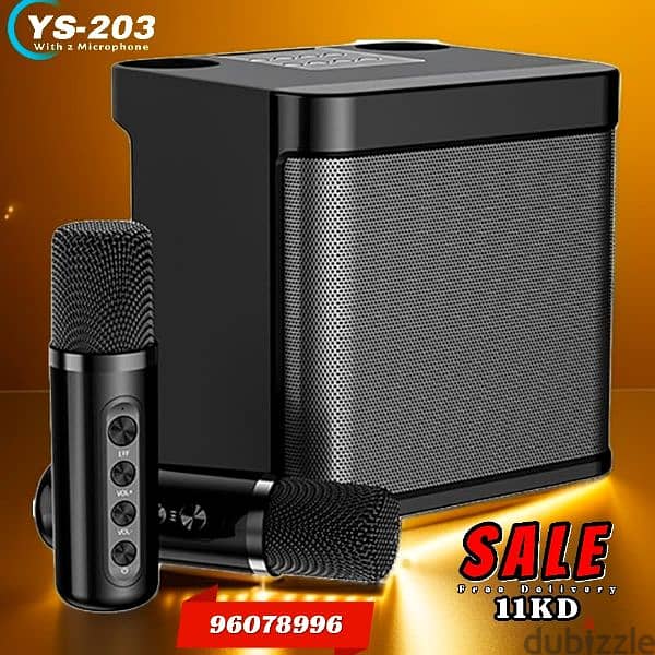 YS-203 Karaoke Bluetooth Speaker With 2 Microphone 0