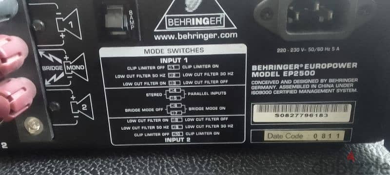 bheringer ep 2500 pawer amp. 4