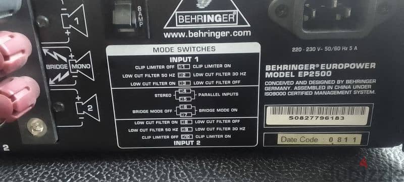 bheringer ep 2500 pawer amp. 5