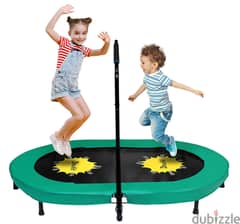 Used and dismantled Kids double Trampoline with adjustable handle bar 0