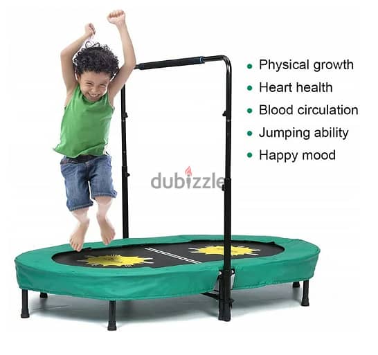 Used and dismantled Kids double Trampoline with adjustable handle bar 3