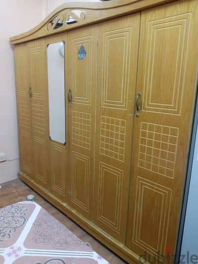 Urgent sale six door golden color wooden cupboard for bedroom