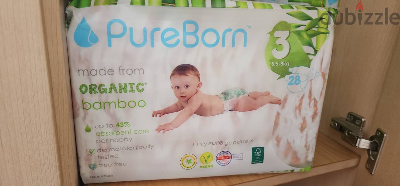 Pureborn organic diapers size 3 0