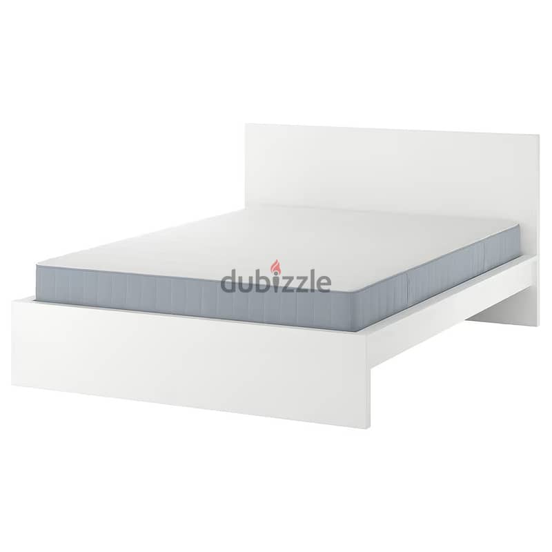 IKEA Bed Frame, Slatted Bed Base and Pocket Sprung Mattress - Queen 0