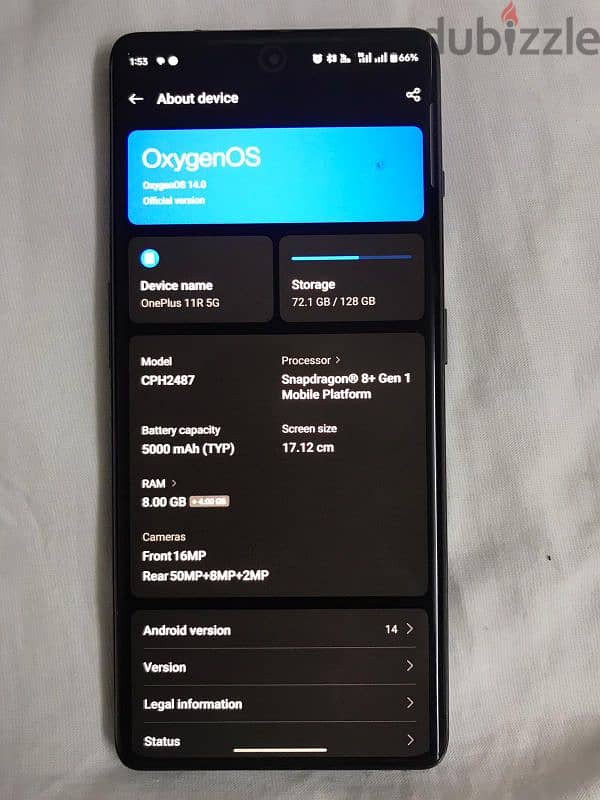 OnePlus 11r 128gb 8+4 12gb ram 5G 6