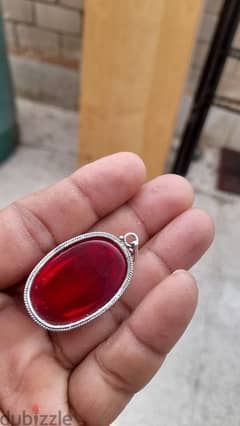 vintage red stone silver pendant 0