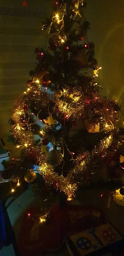 X mas tree with lights and decoration for sale