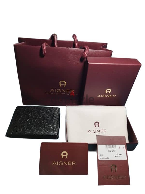 AIGNER Wallet For Men Genuine Leather Short Size 4