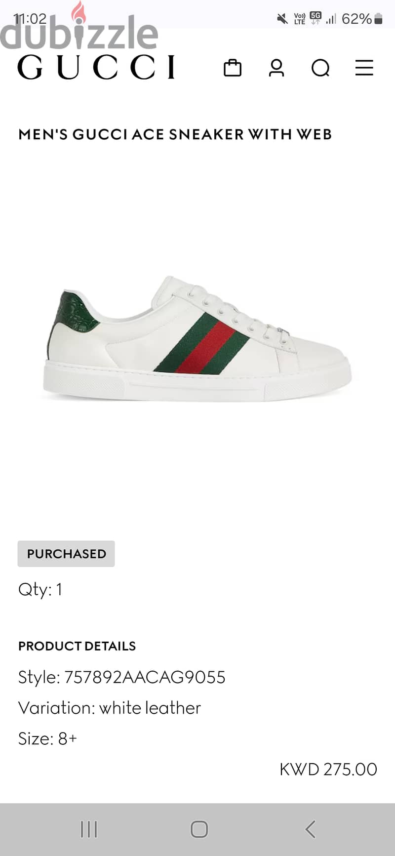 Gucci ACE Sneakers size 8 4