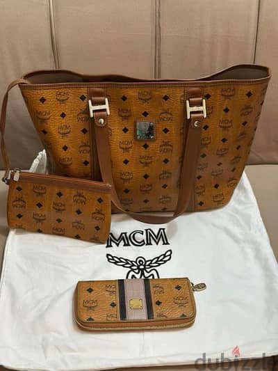 mcm tote bag with pouch and wallet