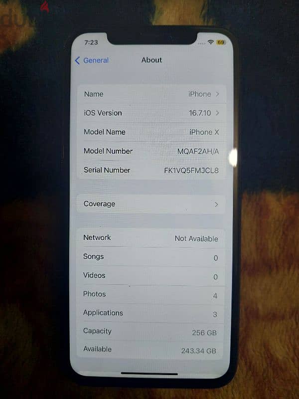 iPhonex 256gb battery 93 good quality display charge Face id working 5