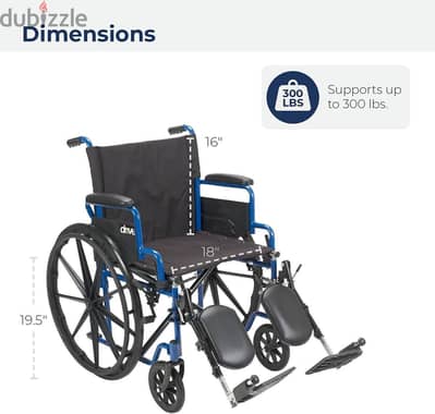 Blue Wheelchair 18" w/ Flip Desk Arms & Elevating Leg Rest - Drive Med