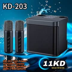 KD-203 High Power Portable Karaoke Bluetooth Speaker With 2 Microphone 0