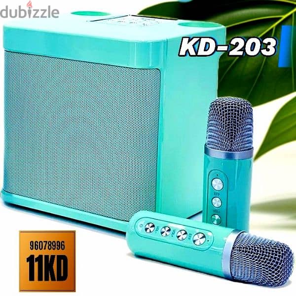 KD-203 High Power Portable Karaoke Bluetooth Speaker With 2 Microphone 0