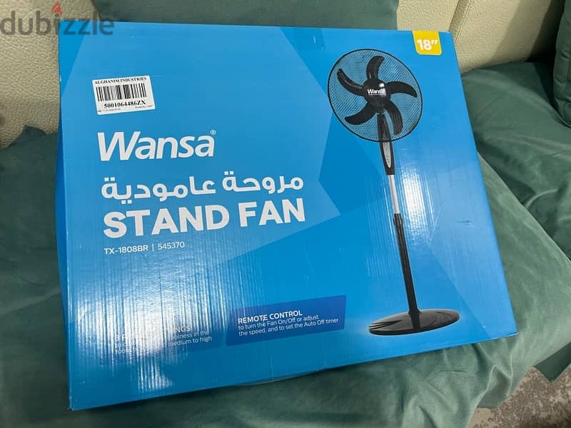 Wansa fan stand and desk fan new only black and white color 9