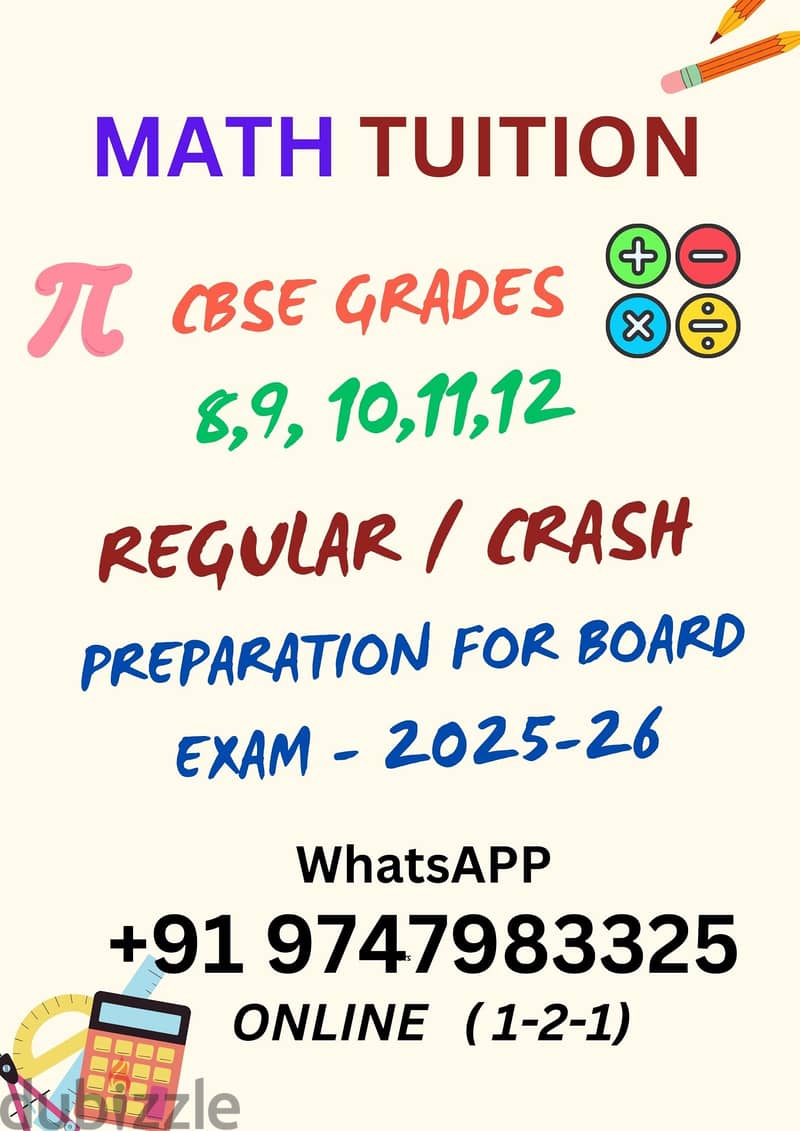 TUITION CBSE BOARD EXAM -(Grds 10,12)  WhatsApp : +91 9747983325 0