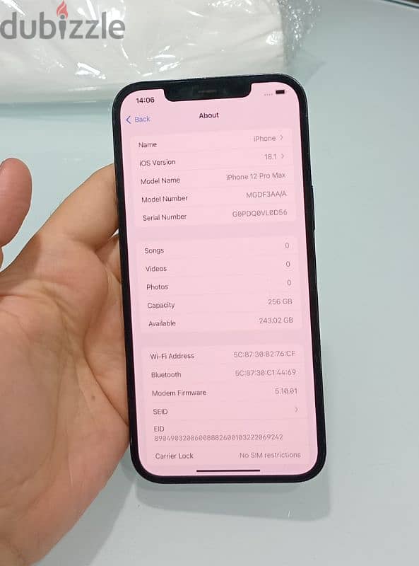 ايفون 12 pro max جيجا 256GB بطاريا 89% 6