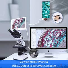 7" LCD Biological Dual Lens Digital Microscope, 2.0M, Teaching Head Te 0