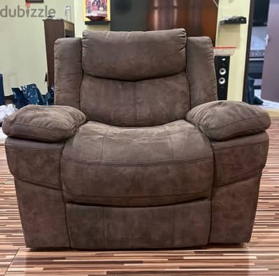 Fabric Recliner Sofa Set: Single Chair & 3-Seat with Reclining Ends.