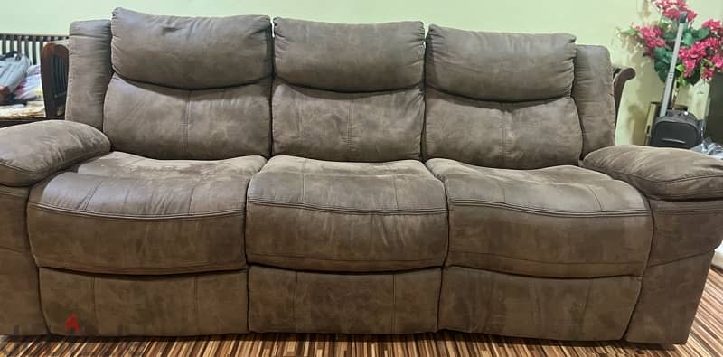 Fabric Recliner Sofa Set: Single Chair & 3-Seat with Reclining Ends. 4