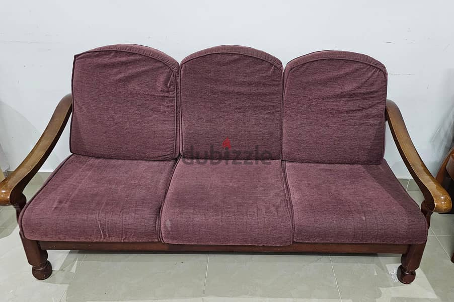 A Used Wooden Sofa set for sale 3+2 seater in Abbasiya 0