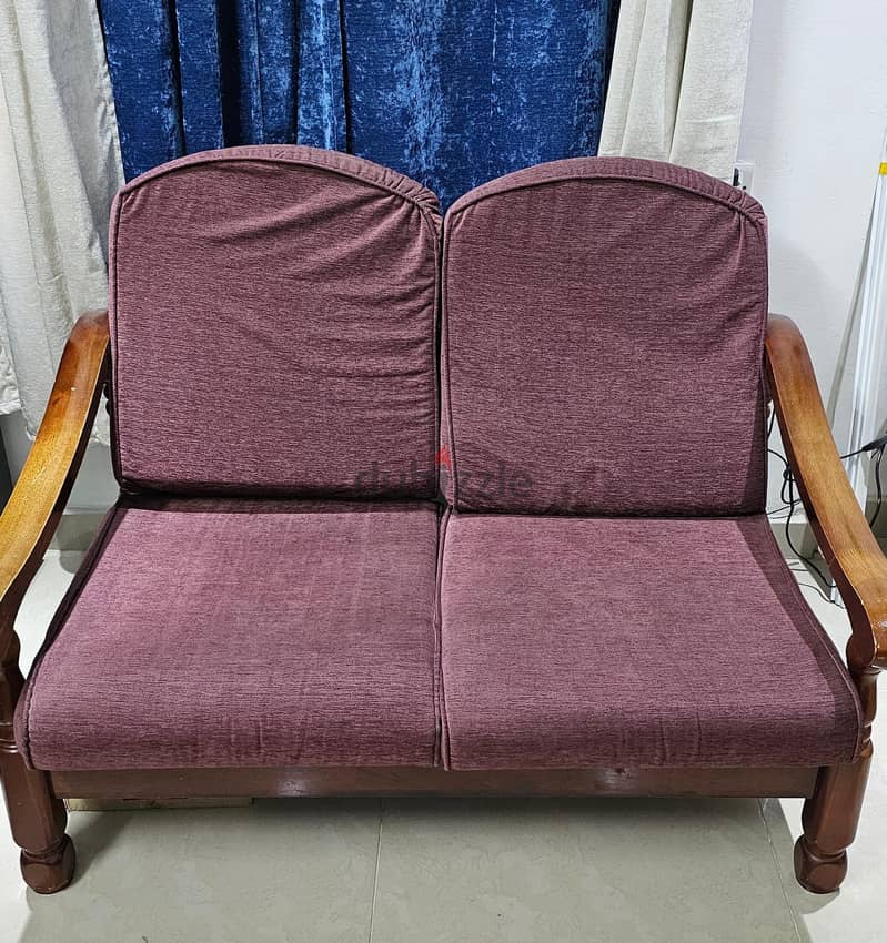 A Used Wooden Sofa set for sale 3+2 seater in Abbasiya 2