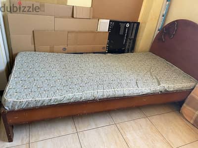 Wooden Single Bed with Mattress