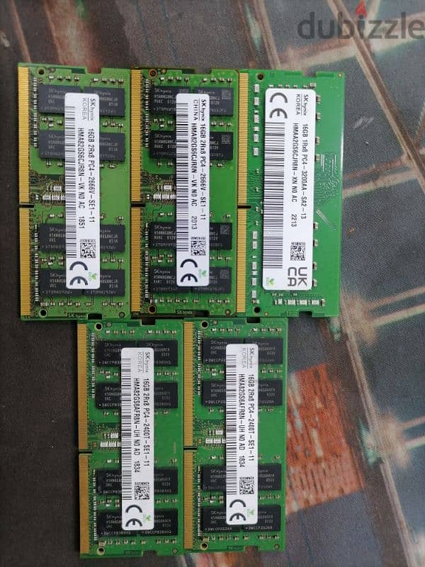 laptop memory( ram) DDR 4 8gb and 16gb DDR 3 pc3l 8gb available 0