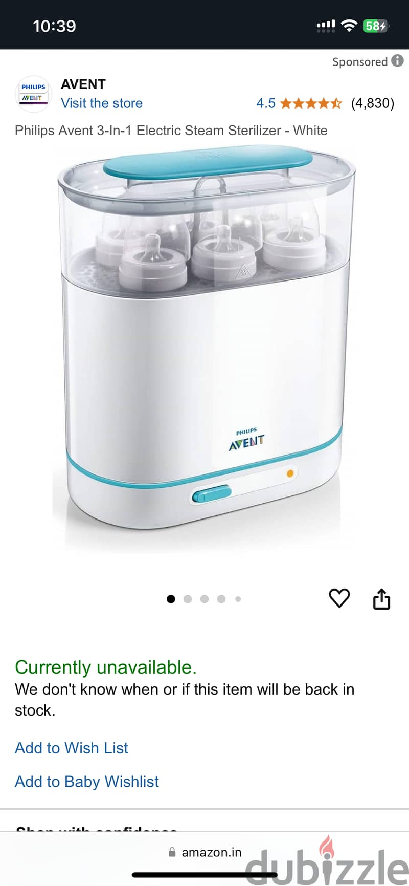 Philips Avent 3 in 1 steriliser available for sale 0