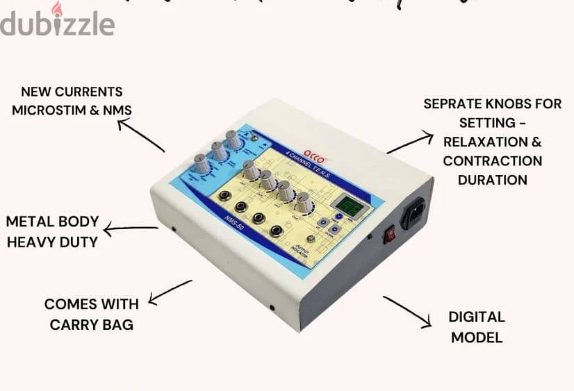 Tens Machine electrical nerve stimulation with  4 CH (WITH 8 PADS) as 2