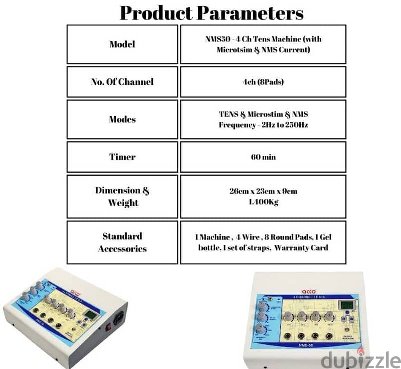 Tens Machine electrical nerve stimulation with  4 CH (WITH 8 PADS) as 3