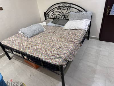 King size Bed frame + mattress along with pillows