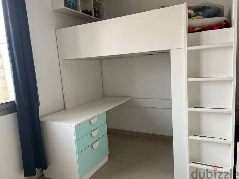 Bed with study table for sale 2