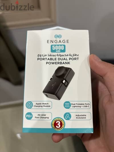 Engage 5000mAh Dual Port Powerbank - Fast Charging, Apple Watch Module