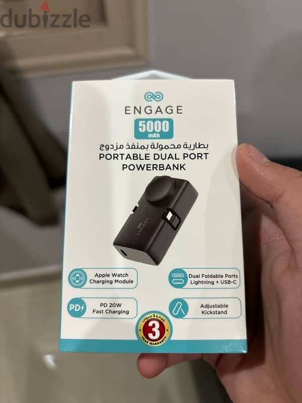 Engage 5000mAh Dual Port Powerbank - Fast Charging, Apple Watch Module 0