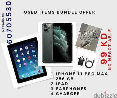 iPhone 11 pro max, iPad , charger, headset