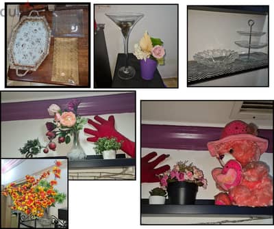 Artificial Plants, Flowers, Glass Vases & Trays – Great Condition!