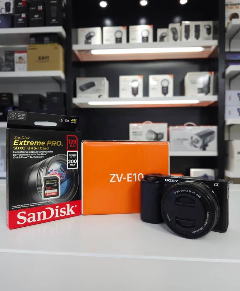 Sony ZVE10 + 16-50mm F3.5-5.6 Lens + Sandisk 128GB 200mbs Extreme Pro 1