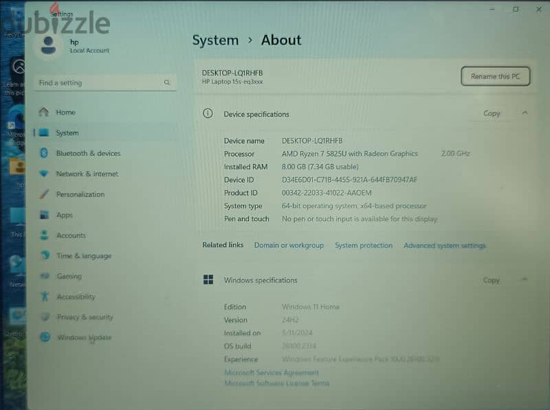 HP laptop RYZEN7 512M. 2 3