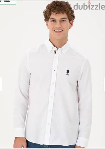 NEW with Tags U. S. Polo Assn White Long Sleeve Oxford Shirt SIZE L .