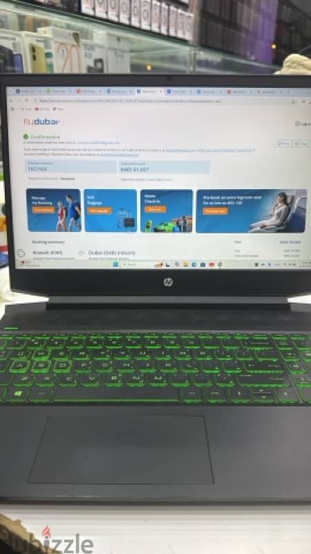 Hp Ryzan 7 Ran 8GB SSD 256Gb+1TB HDD Ghraphic Nvidia 4GB keyboard back 0