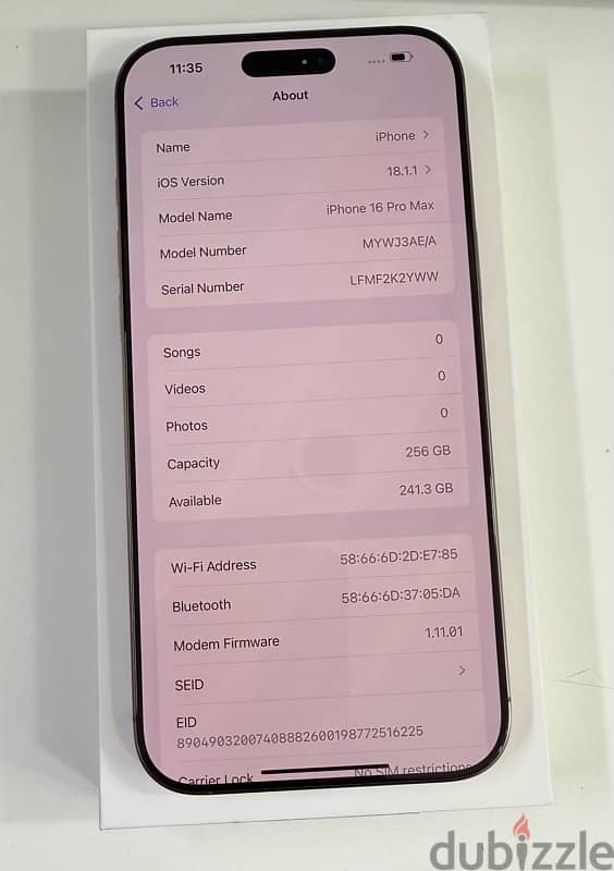 iPhone 16 Pro Max 5G 256 GB  desert titanium 10 days Used Only ! 6