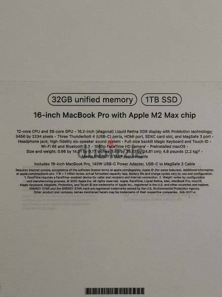 Apple MacBook Pro 16" 2023 M2 Max 1TB SSD 32GB  New in Box / AppleCare 2