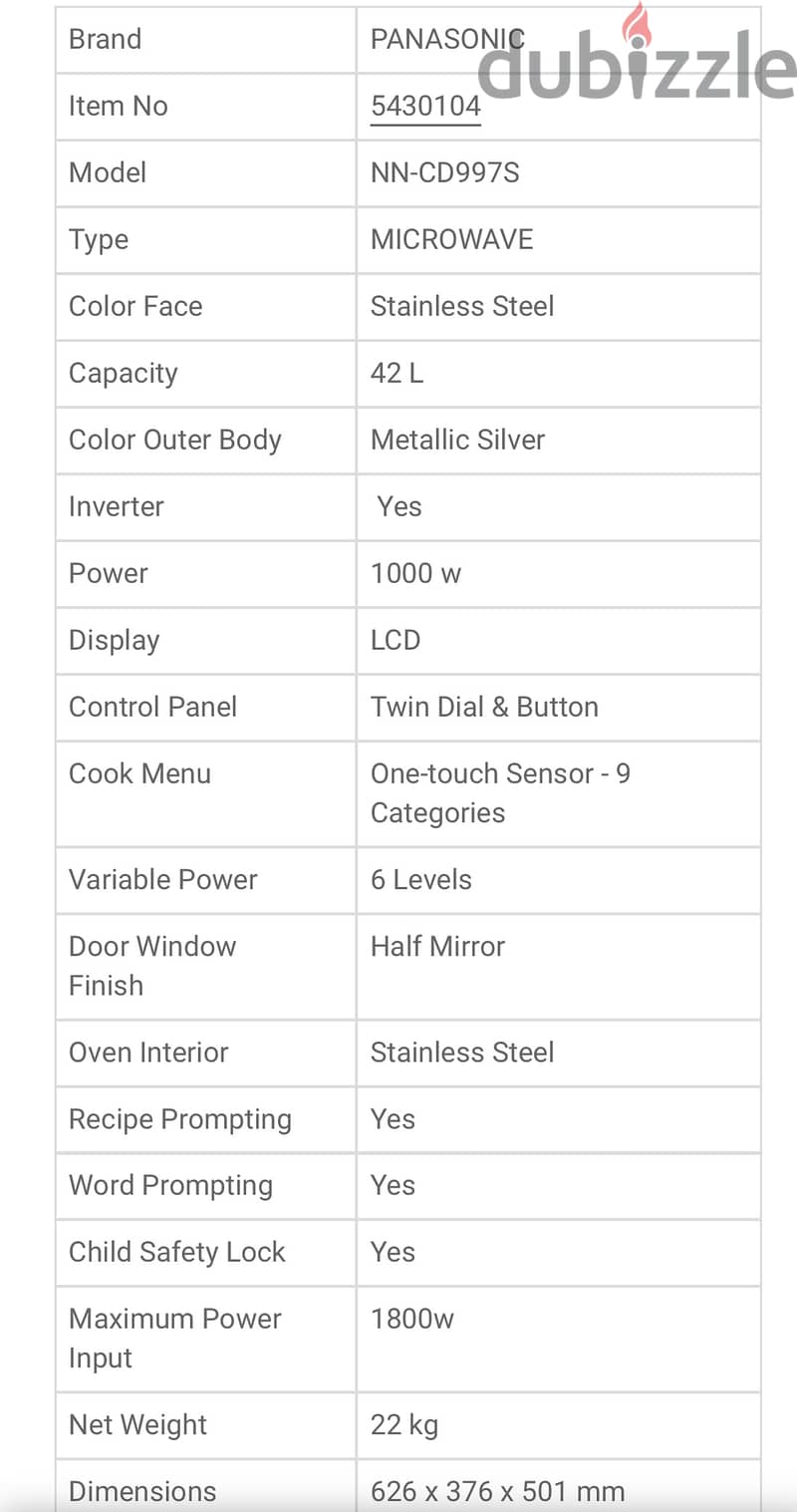 Panasonic microwave 42L 4