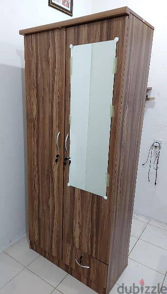 2 Doors Cupboard With Mirror in Excellent Condition 1